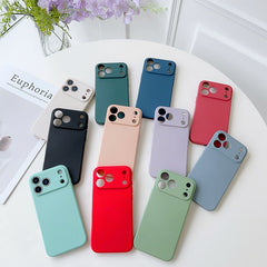 Slide Camera Protection Liquid Silicone Phone Case for iPhone 13 Pro Max 12 Mini 11 XS Max XR X 8 7 Plus SE,Dark Green,for iPhone 13 Pro