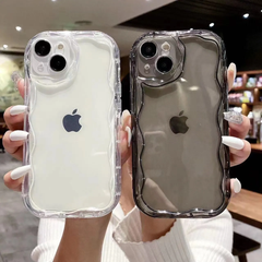 Luxurious wavy Shining Phone Case For iPhone 15 14 13 12 11 Pro Max X XR XS Max Mini 7 8 Plus SE 2020 Cellphone Cases Shockproof Soft shell Back Cover (Color : Clear b, Size : For iPhone 12 Pr