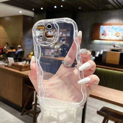 Luxurious wavy Shining Phone Case For iPhone 15 14 13 12 11 Pro Max X XR XS Max Mini 7 8 Plus SE 2020 Cellphone Cases Shockproof Soft shell Back Cover (Color : Clear b, Size : For iPhone 12 Pr