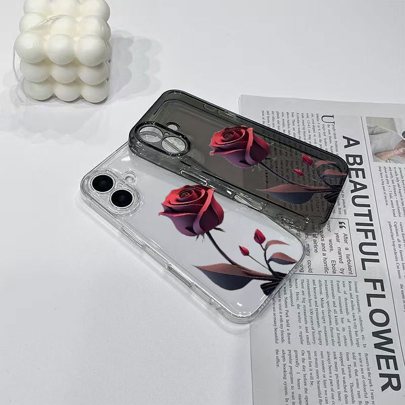 Red rose case for iPhone 16promax phone case for iPhone15 14 13 12 11 promax X XS XR XSmax anti-fall case