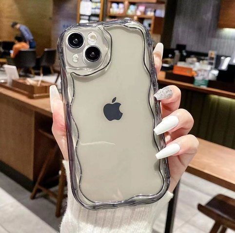 Luxurious wavy Shining Phone Case For iPhone 15 14 13 12 11 Pro Max X XR XS Max Mini 7 8 Plus SE 2020 Cellphone Cases Shockproof Soft shell Back Cover (Color : Clear b, Size : For iPhone 12 Pr