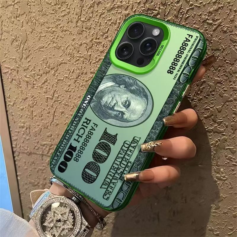 Blingy's for iPhone 15 Pro Max Case, Fun One Hundred Dollar Bill Pattern Money Design Soft TPU Protective Case 6.7 inch